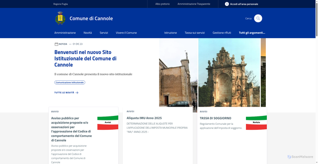 Security scan screenshot of https://www.comune.cannole.le.it/