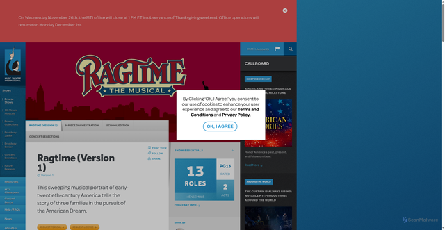 Security scan screenshot of https://www.mtishows.com/ragtime-version-1