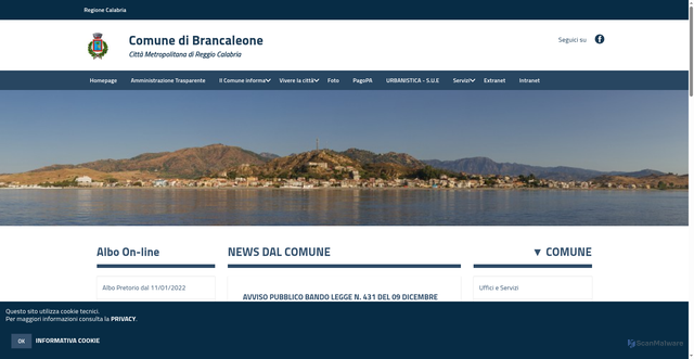 Security scan screenshot of https://www.comune.brancaleone.rc.it/hh/index.php