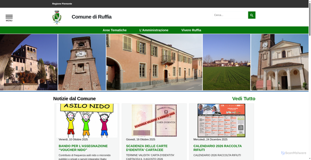 Security scan screenshot of https://www.comune.ruffia.cn.it/
