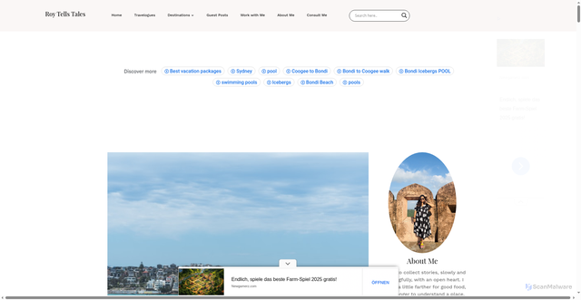Security scan screenshot of https://roytellstales.com/why-is-bondi-beach-in-sydney-so-popular/
