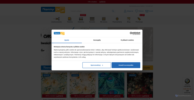 Security scan screenshot of https://tkaniny24.pl