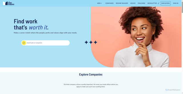 Security scan screenshot of https://themuse.com