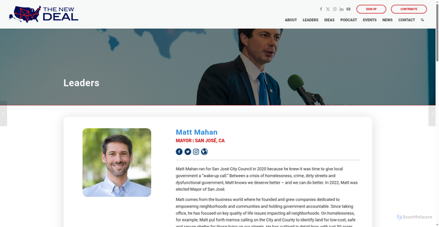 Security scan screenshot of https://newdealleaders.org/leader/matt-mahan/