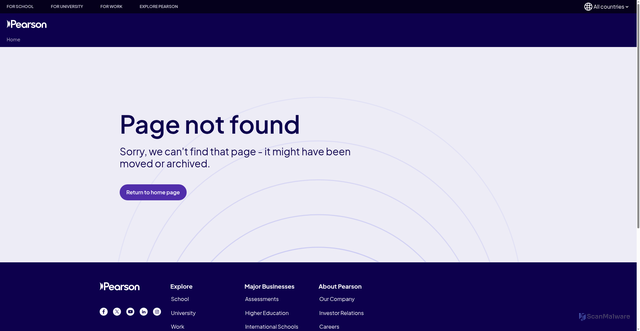 Security scan screenshot of https://pearsonrealize.com