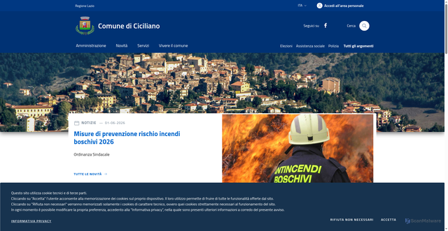 Security scan screenshot of https://www.comune.ciciliano.rm.it
