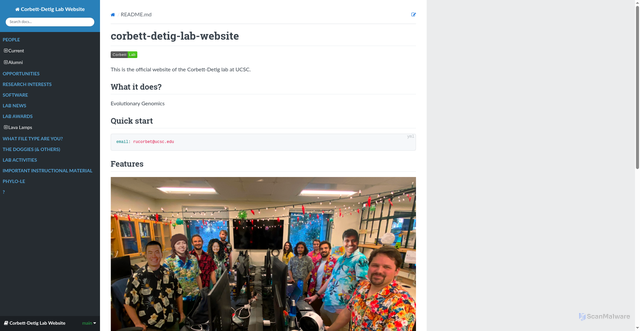 Security scan screenshot of https://corbett-detig-lab.soe.ucsc.edu