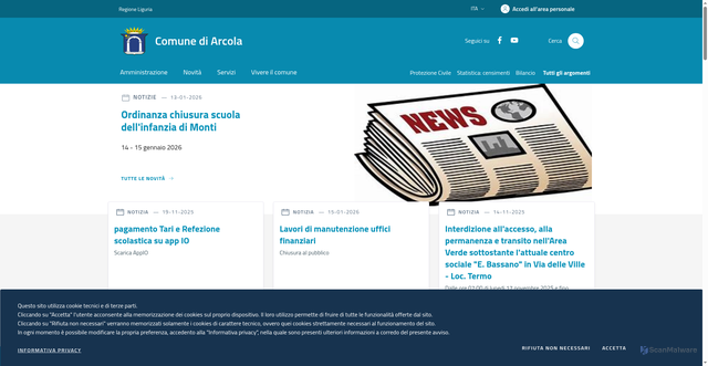 Security scan screenshot of https://www.comune.arcola.sp.it/