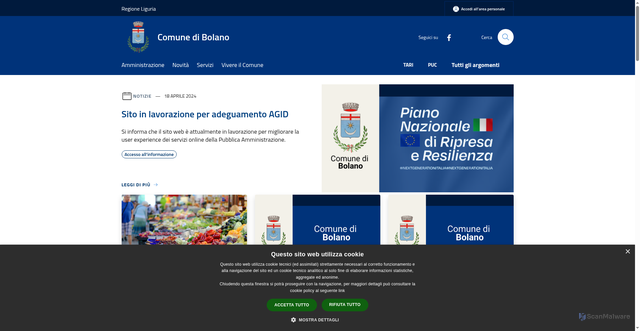 Security scan screenshot of https://www.comune.bolano.sp.it/it