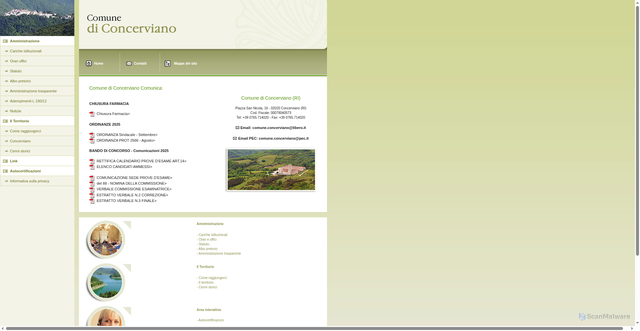 Security scan screenshot of https://www.comune.concerviano.ri.it/