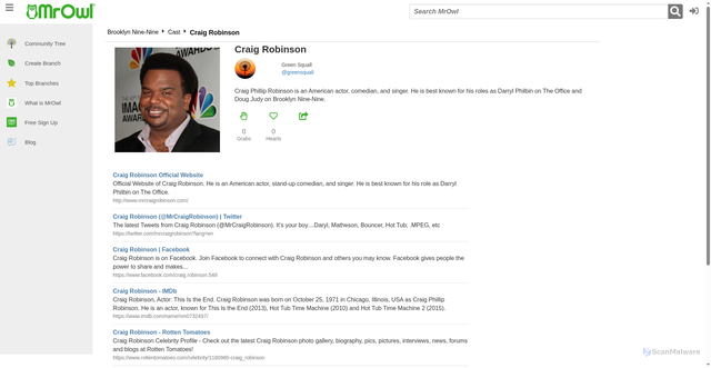 Security scan screenshot of https://www.mrowl.com/user/greensquall/brooklynnine_n/cast/craigrobinson