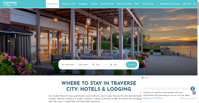 Security scan screenshot of https://www.traversecity.com/hotels/