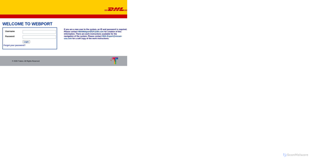 Security scan screenshot of https://dhl-webport.com