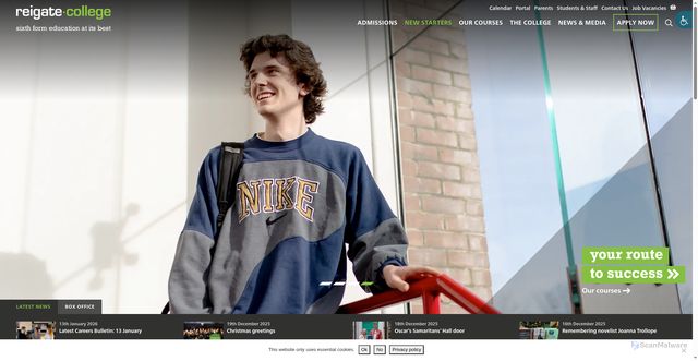 Security scan screenshot of https://www.reigate.ac.uk/
