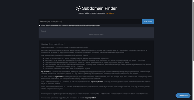 Security scan screenshot of https://subdomainfinder.c99.nl