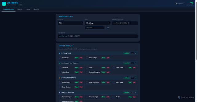 Security scan screenshot of http://evsinspect2.pages.dev/