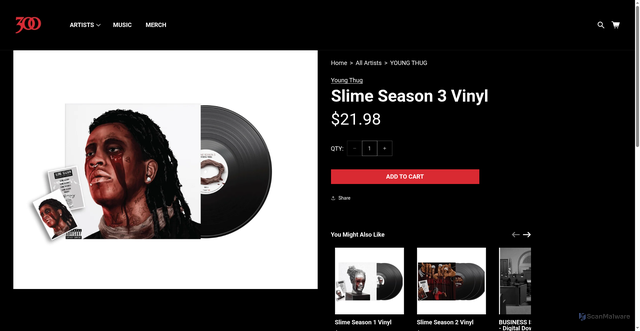 Security scan screenshot of 300merch.com