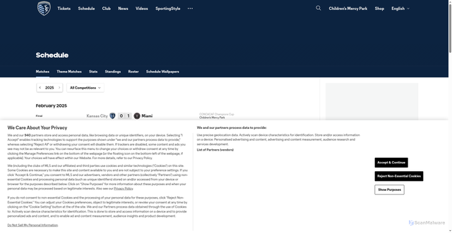 Security scan screenshot of https://www.sportingkc.com/schedule/matches