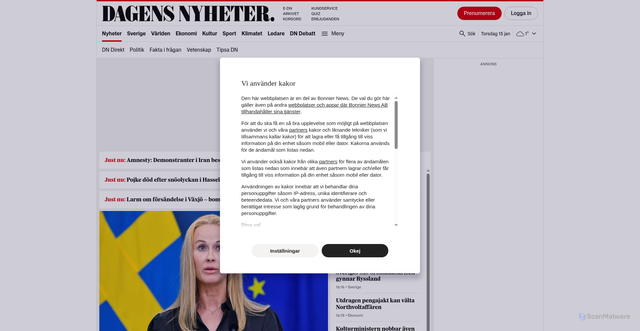 Security scan screenshot of https://Dn.se