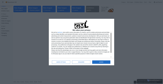 Security scan screenshot of https://play.basketball-gm.com