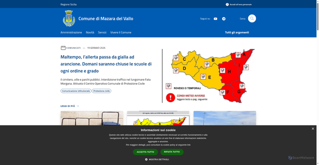 Security scan screenshot of https://www.comune.mazaradelvallo.tp.it/it