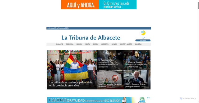 Security scan screenshot of https://latribunadealbacete.es