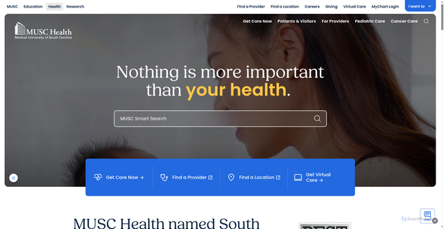 Security scan screenshot of https://muschealth.org