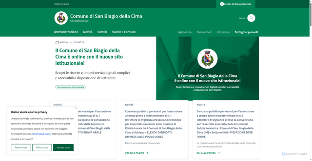Security scan screenshot of https://comune.sanbiagiodellacima.im.it/