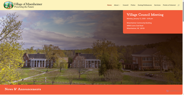 Security scan screenshot of https://villageofmisenheimernc.gov/