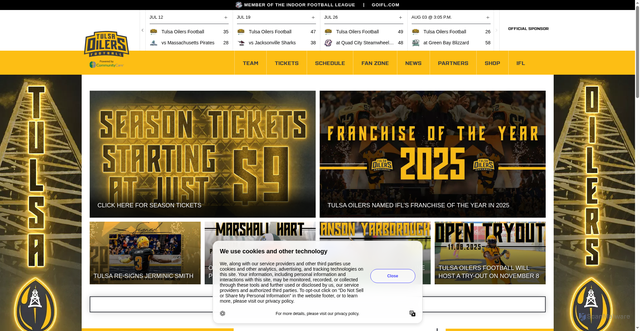 Security scan screenshot of https://tulsaoilersfootball.com/
