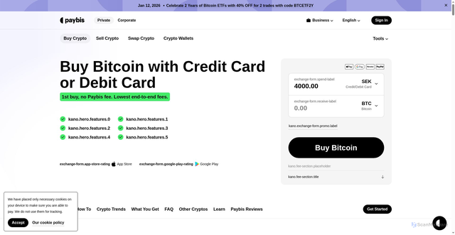 Security scan screenshot of https://paybis.com/