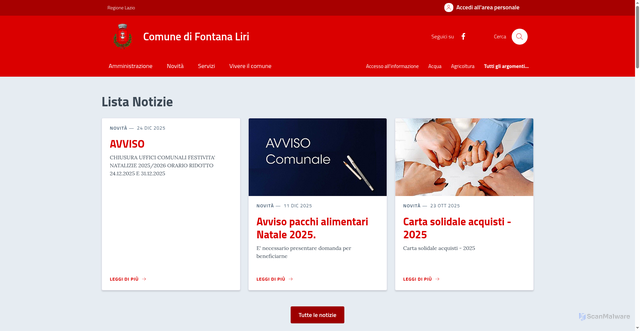 Security scan screenshot of https://comune.fontanaliri.fr.it/