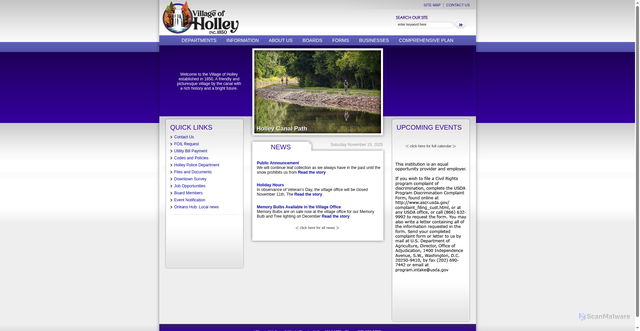 Security scan screenshot of http://villageofholley.gov/