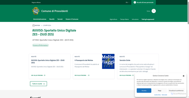 Security scan screenshot of https://comune.provvidenti.cb.it/