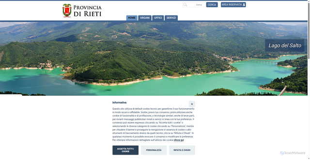 Security scan screenshot of https://www.provincia.rieti.it/home