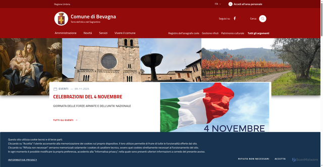 Security scan screenshot of https://www.comune.bevagna.pg.it/