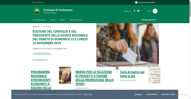 Security scan screenshot of https://www.comune.carbonera.tv.it/home