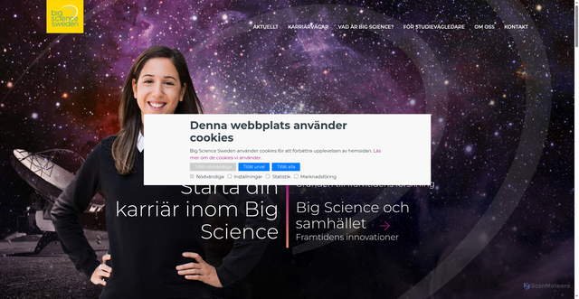 Security scan screenshot of https://bigsciencecareer.se