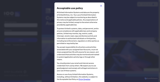 Security scan screenshot of https://signon.ual.com