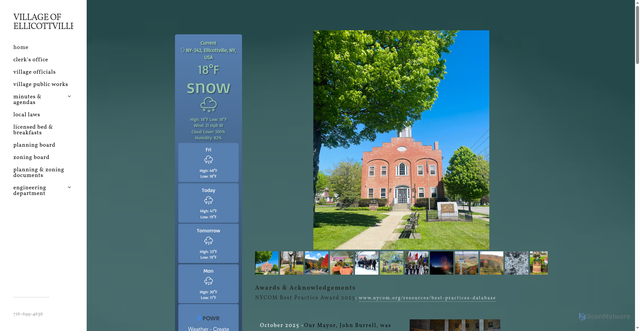 Security scan screenshot of https://www.villageofellicottvilleny.gov/