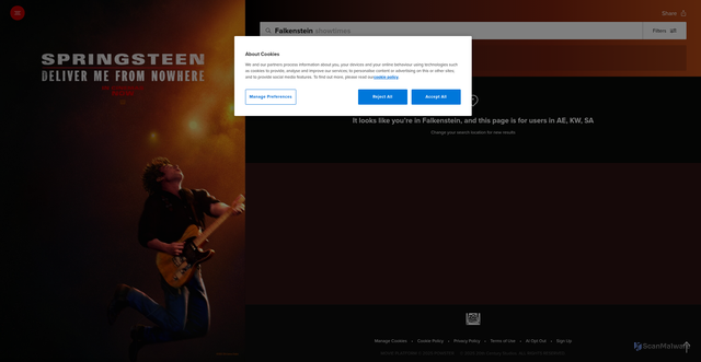 Security scan screenshot of https://www.springsteenmovie.me/