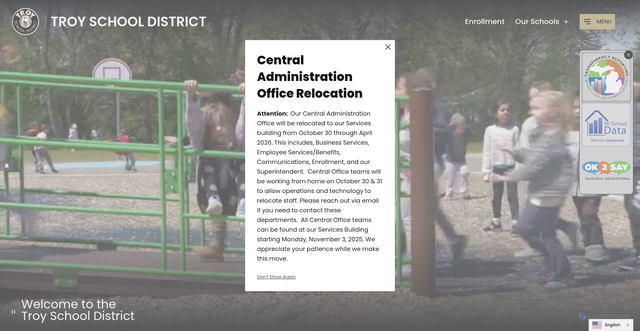 Security scan screenshot of https://www.troy.k12.mi.us/