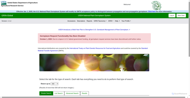 Security scan screenshot of https://ars-grin.gov/