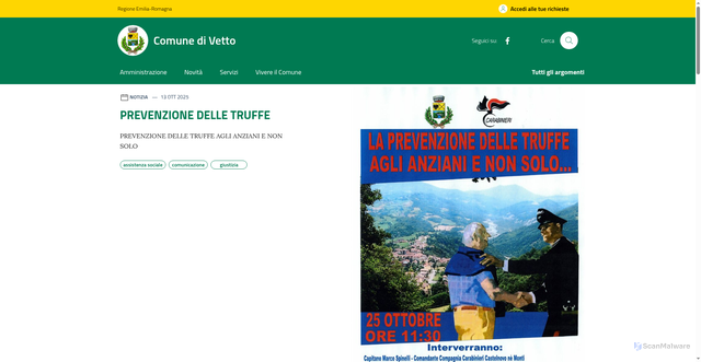 Security scan screenshot of https://www.comune.vetto.re.it/