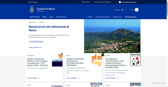 Security scan screenshot of https://www.comune.ilbono.og.it