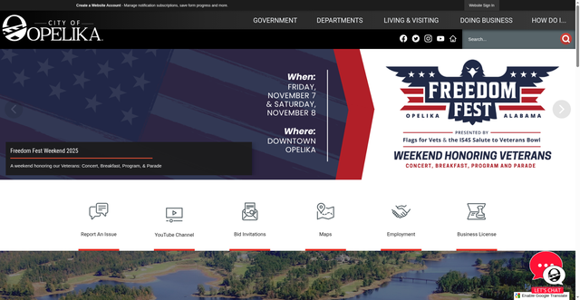 Security scan screenshot of https://www.opelika-al.gov/