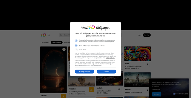 Security scan screenshot of https://besthdwallpaper.com
