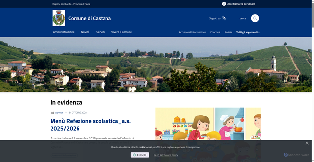 Security scan screenshot of https://www.comune.castana.pv.it/it-it/home
