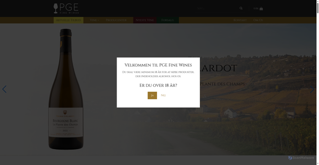 Security scan screenshot of https://pgefinewines.com