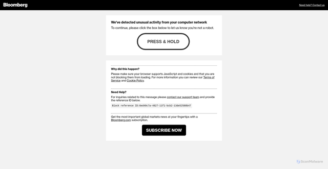 Security scan screenshot of https://bloomberg.com